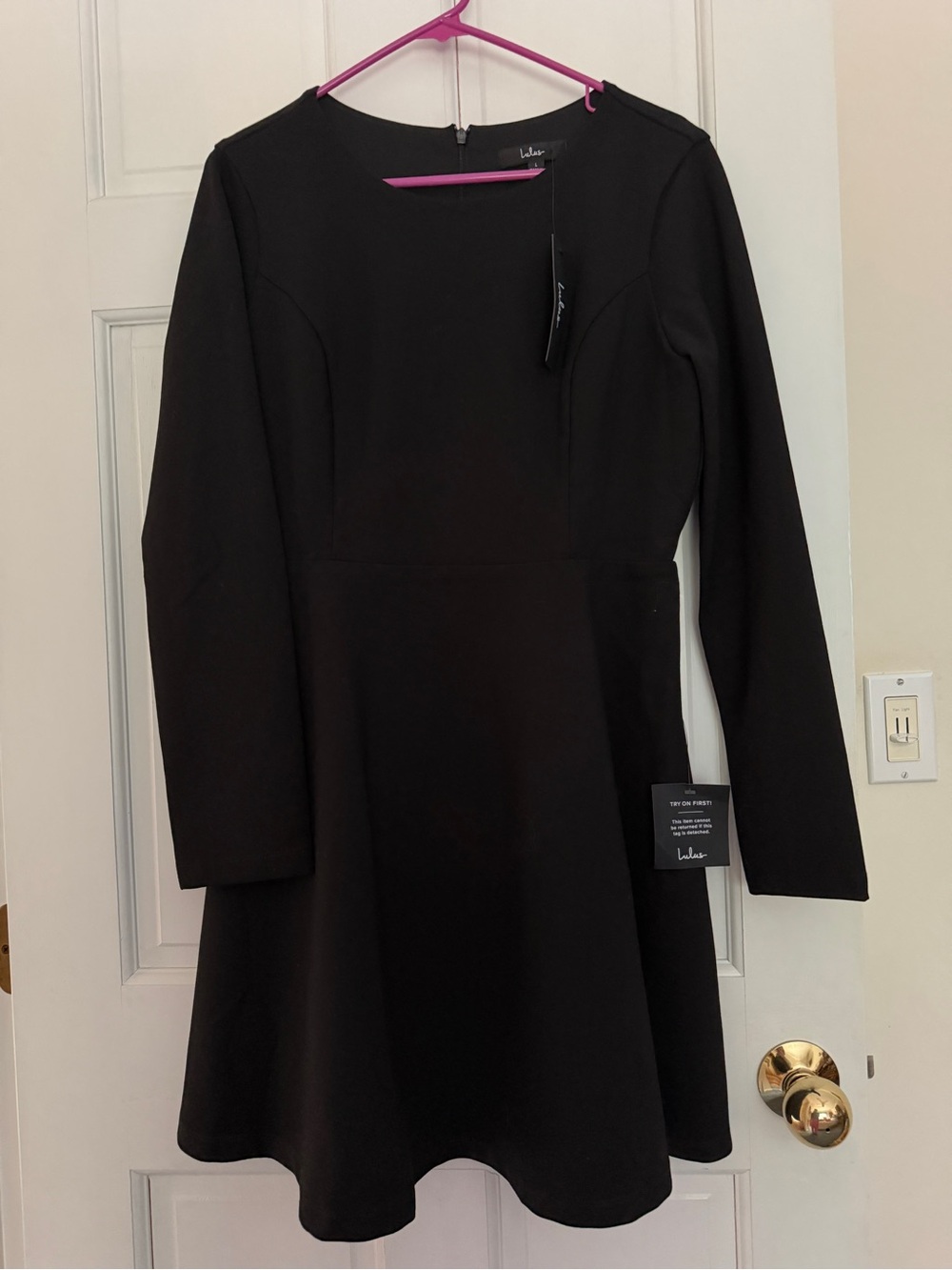 Lulus Forever Chic Black Long Sleeve Dress NWT